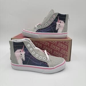 VANS Sk8-Hi Zip Kids Size 1 Digi Unicorn VN0A4BUXUY3 New Easy On & Off